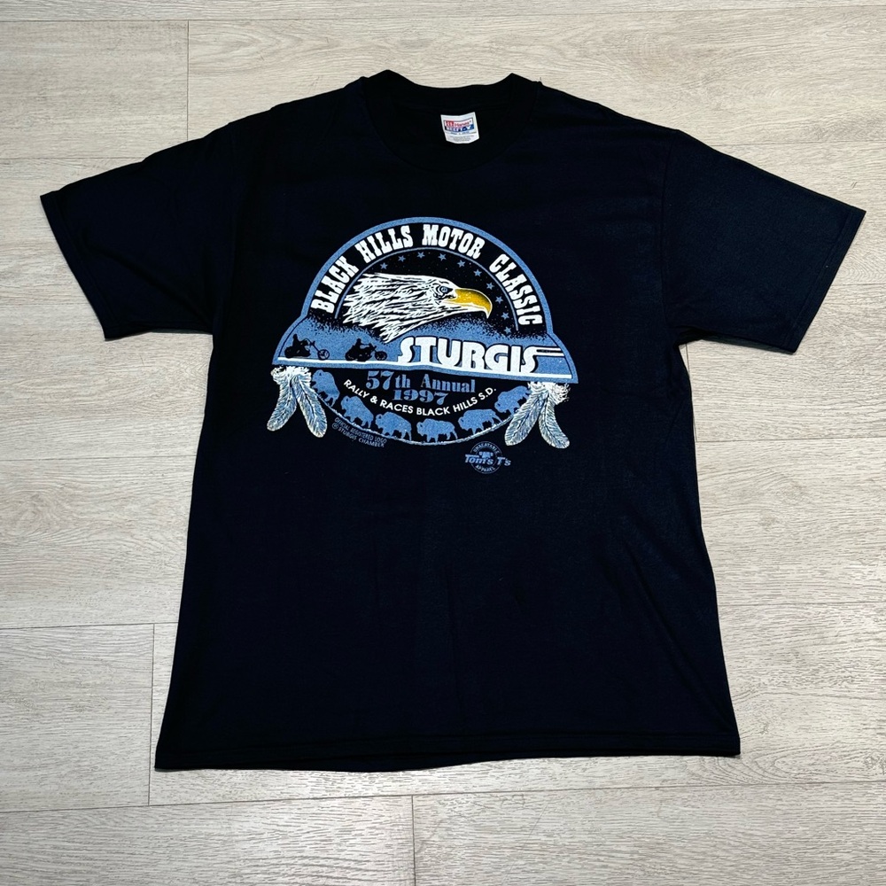 Sturgis Black Hills Motor Classic 1997 57th Annual Black T-Shirt Size L